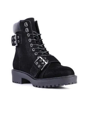 Adjustable Buckle Chunky Heel Boots