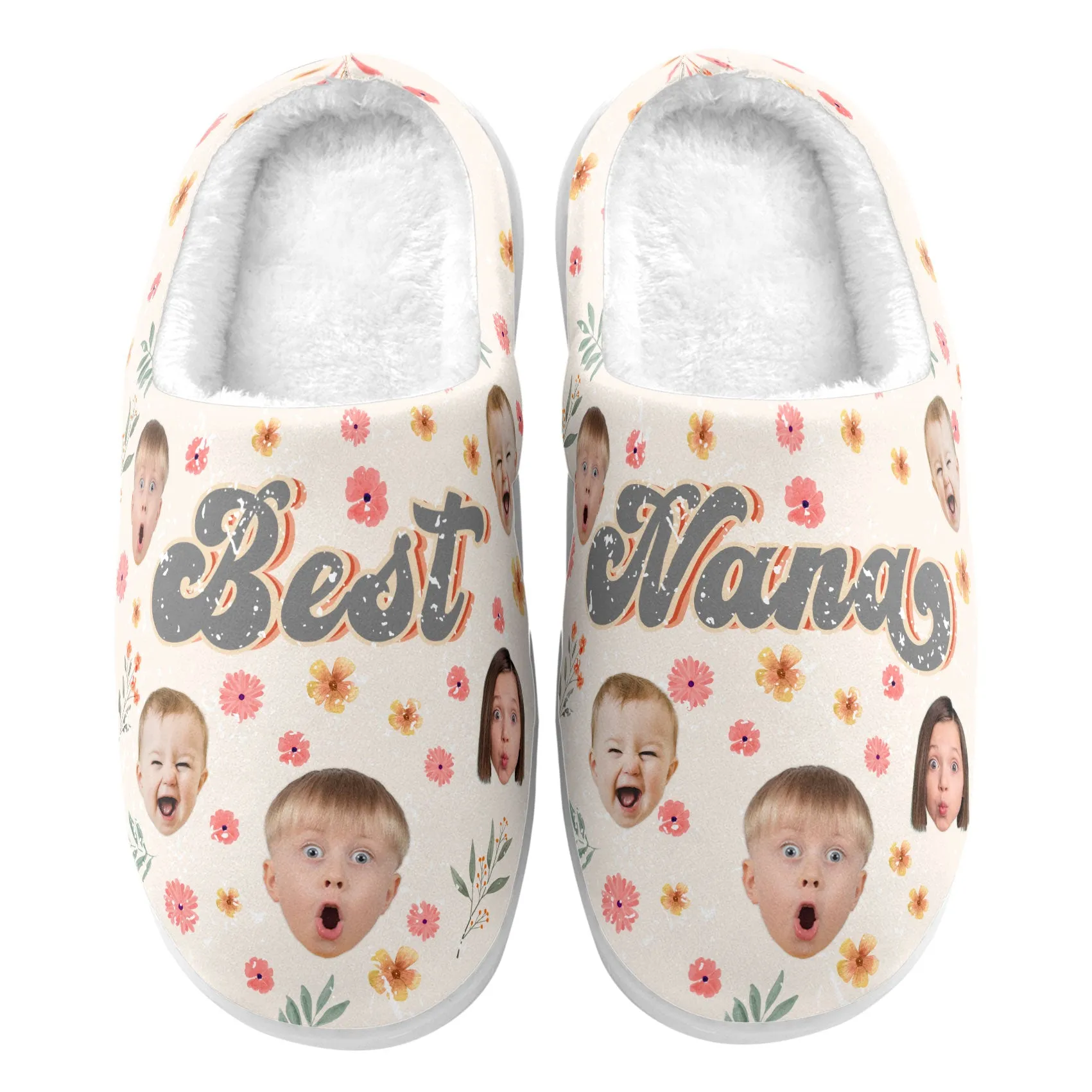 Best Nana Floral Version - Personalized Photo Slippers