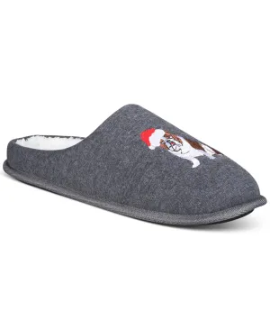 Club Room Mens Holiday Bulldog Slip On Slippers Charcoal Grey Small 6 to 7