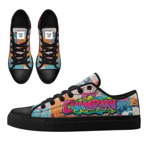 Corporate Gifts,Personalized Graffiti Sneakers, Custom Canvas Low Top Shoes, Stylish Gym Shoes