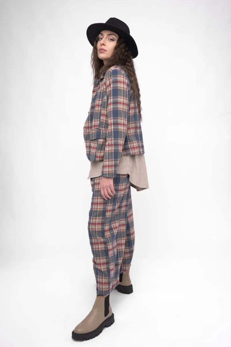 Cotton Plaid Cropped Jacket