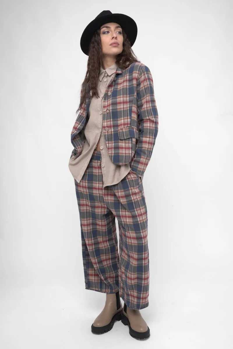 Cotton Plaid Cropped Jacket