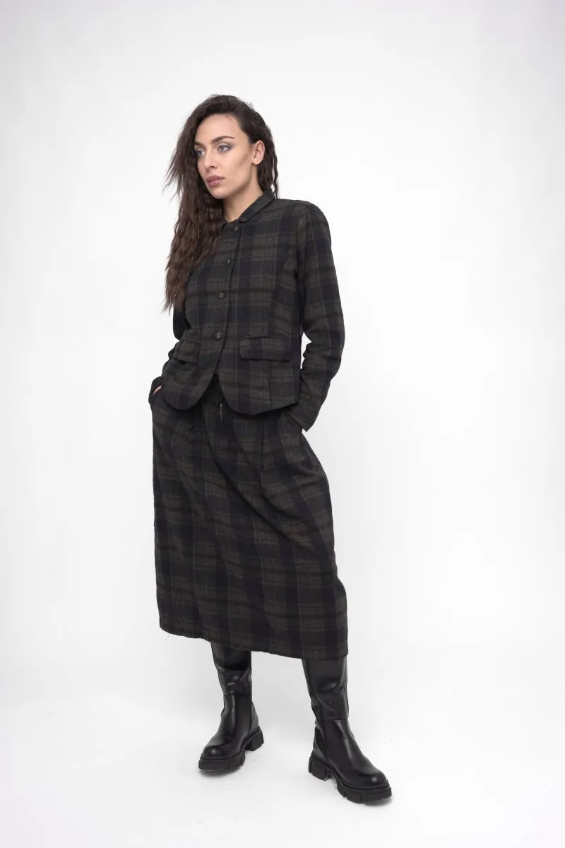 Cotton Plaid Cropped Jacket