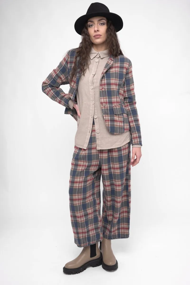 Cotton Plaid Cropped Jacket