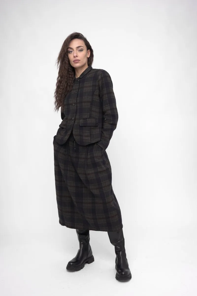 Cotton Plaid Cropped Jacket