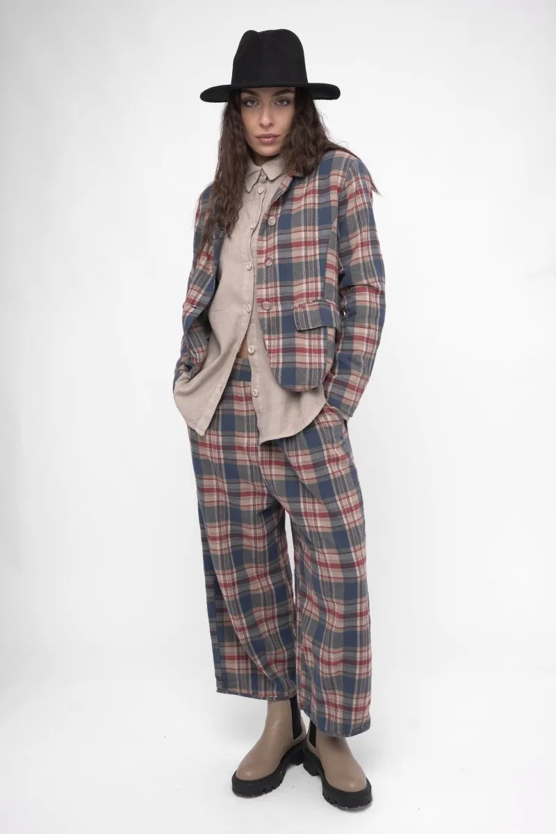 Cotton Plaid Cropped Jacket