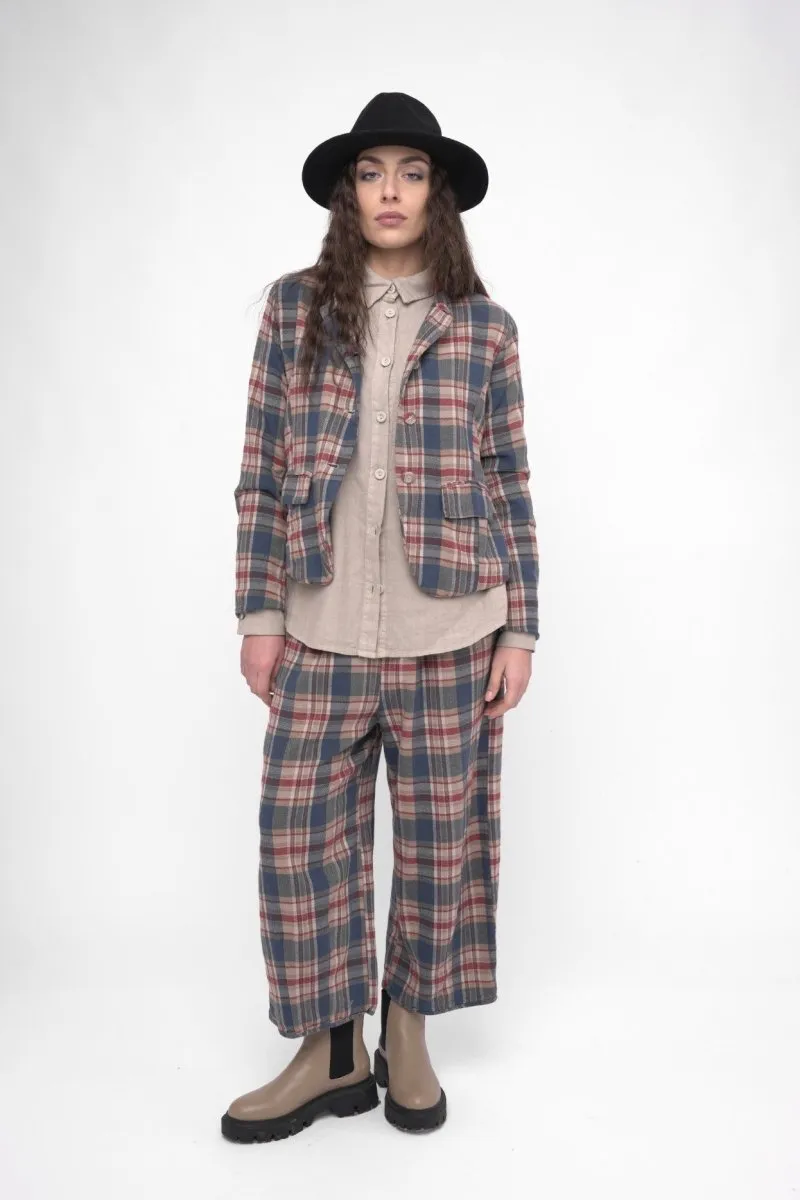 Cotton Plaid Cropped Jacket
