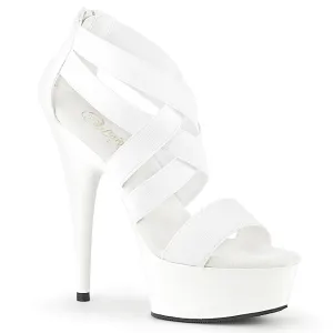 DELIGHT-669 White Strappy Platform 6 Inch Heels