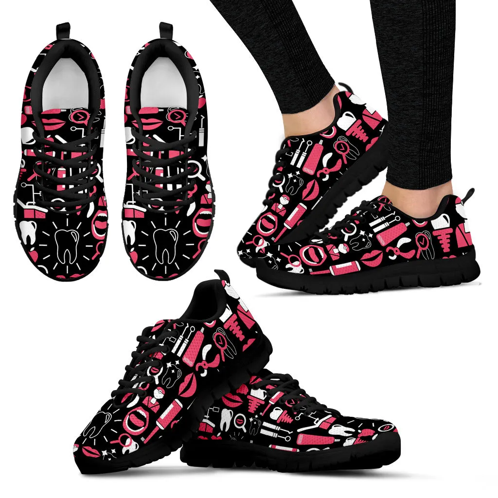 Dental Lovers Handcrafted Premium Mesh Women's Sneakers Black Soles