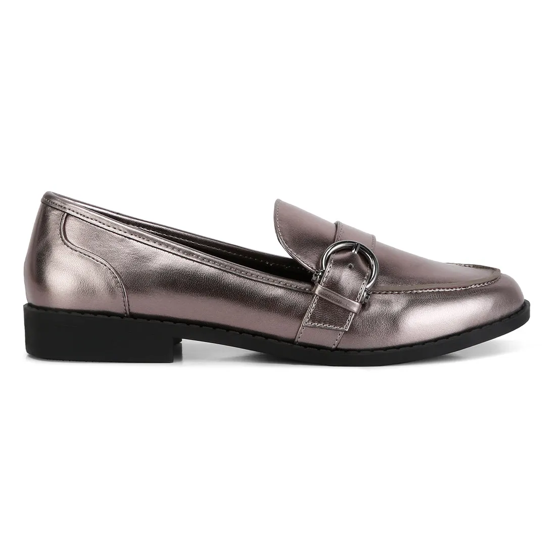 Haruka Metallic PU Loafers