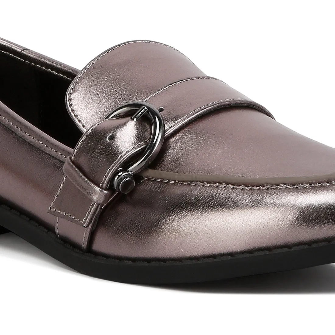 Haruka Metallic PU Loafers