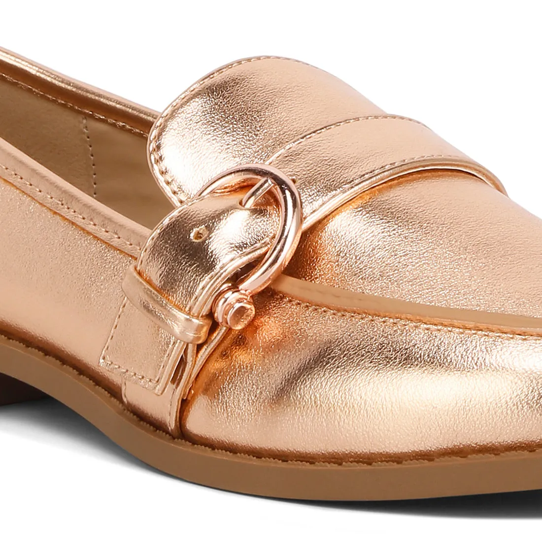 Haruka Metallic PU Loafers
