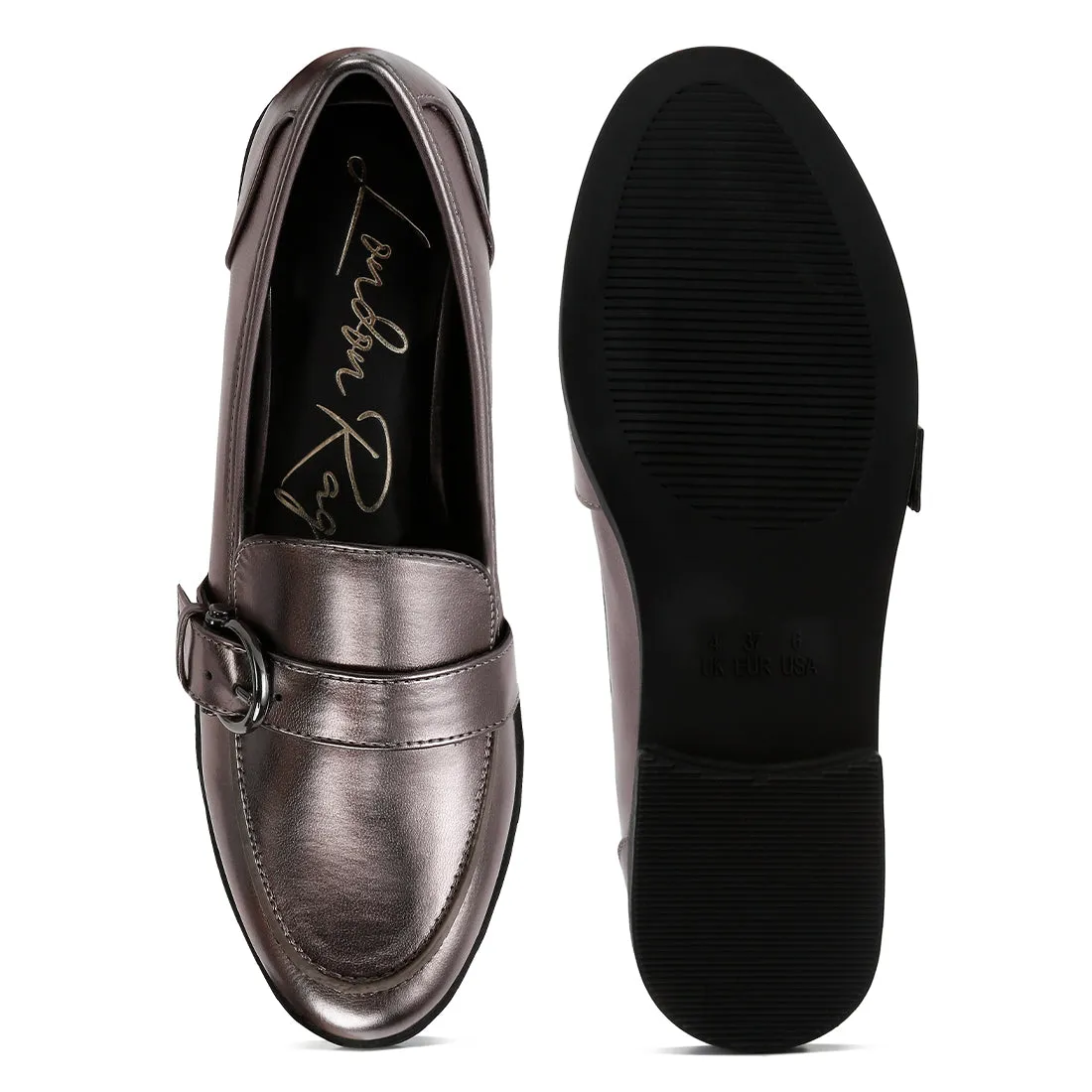 Haruka Metallic PU Loafers