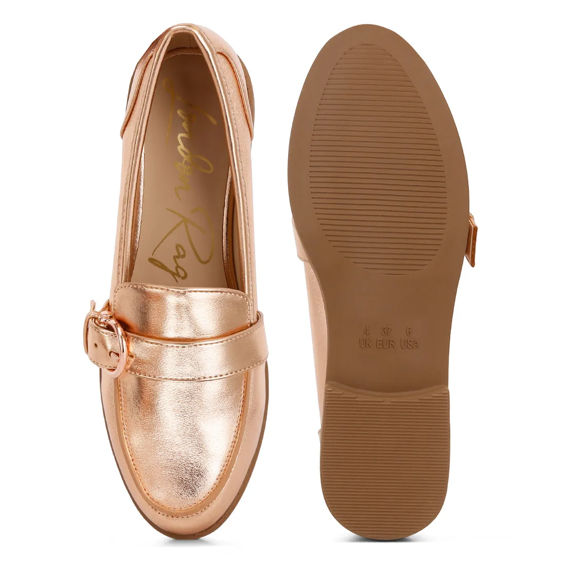 Haruka Metallic PU Loafers