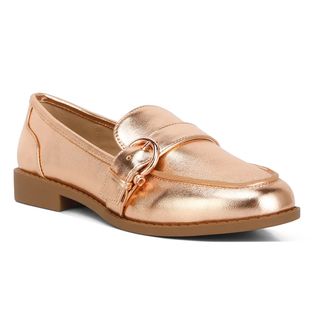 Haruka Metallic PU Loafers