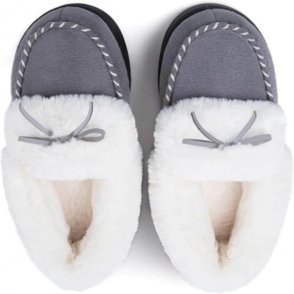 Heated Slippers - Trapper Moc Fuzzy Memory Foam For Warmth