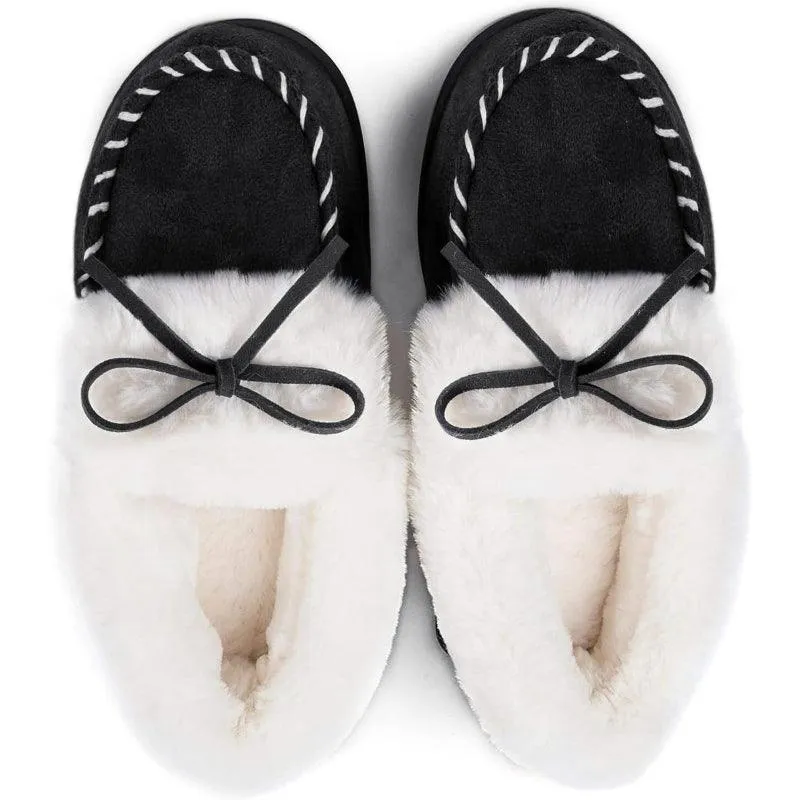Heated Slippers - Trapper Moc Fuzzy Memory Foam For Warmth