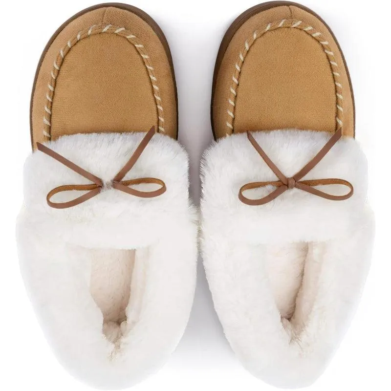 Heated Slippers - Trapper Moc Fuzzy Memory Foam For Warmth