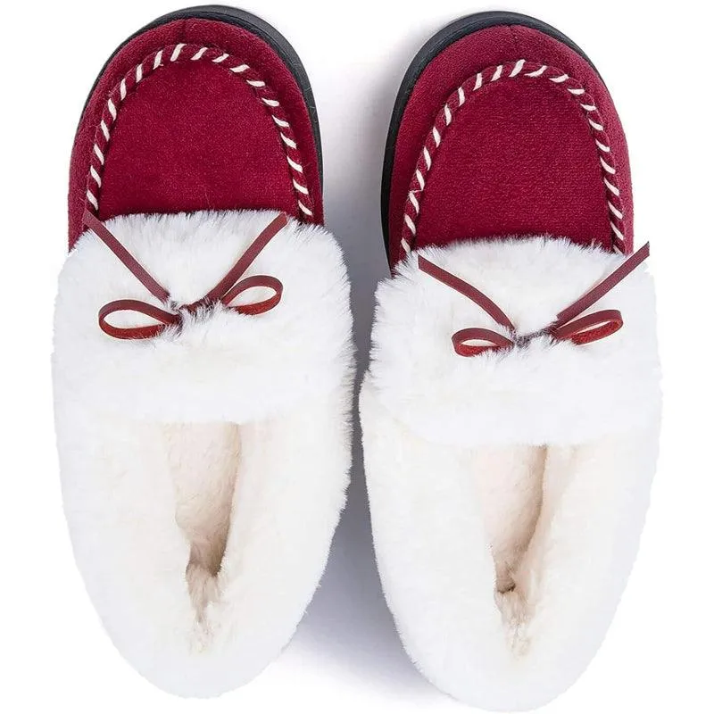 Heated Slippers - Trapper Moc Fuzzy Memory Foam For Warmth