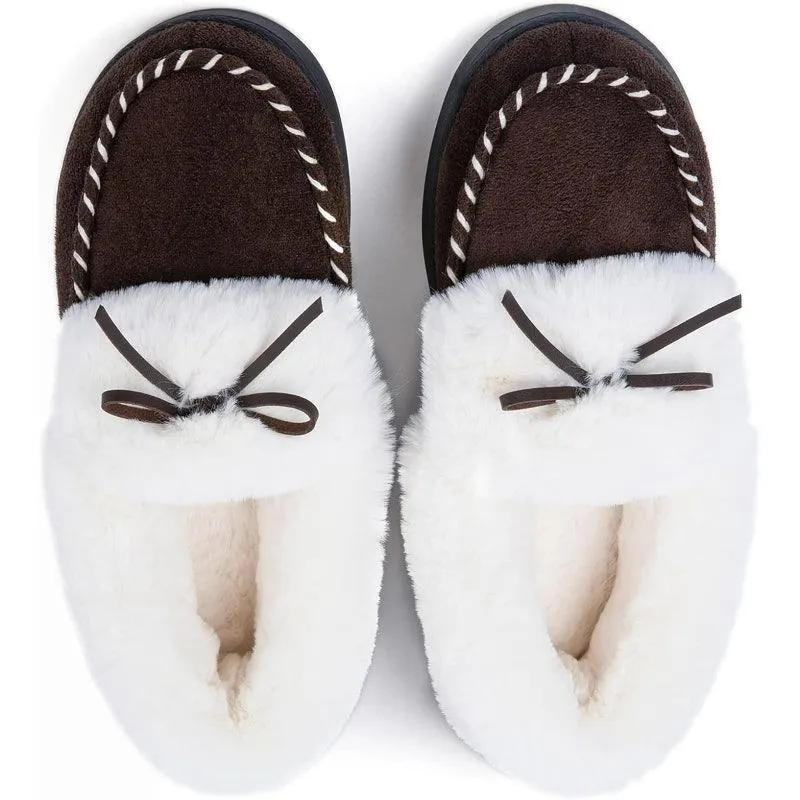Heated Slippers - Trapper Moc Fuzzy Memory Foam For Warmth
