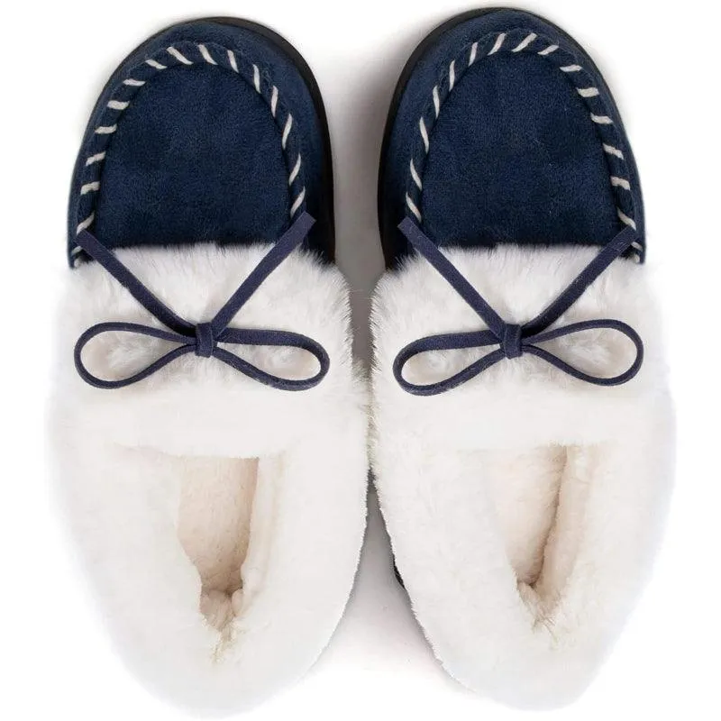 Heated Slippers - Trapper Moc Fuzzy Memory Foam For Warmth