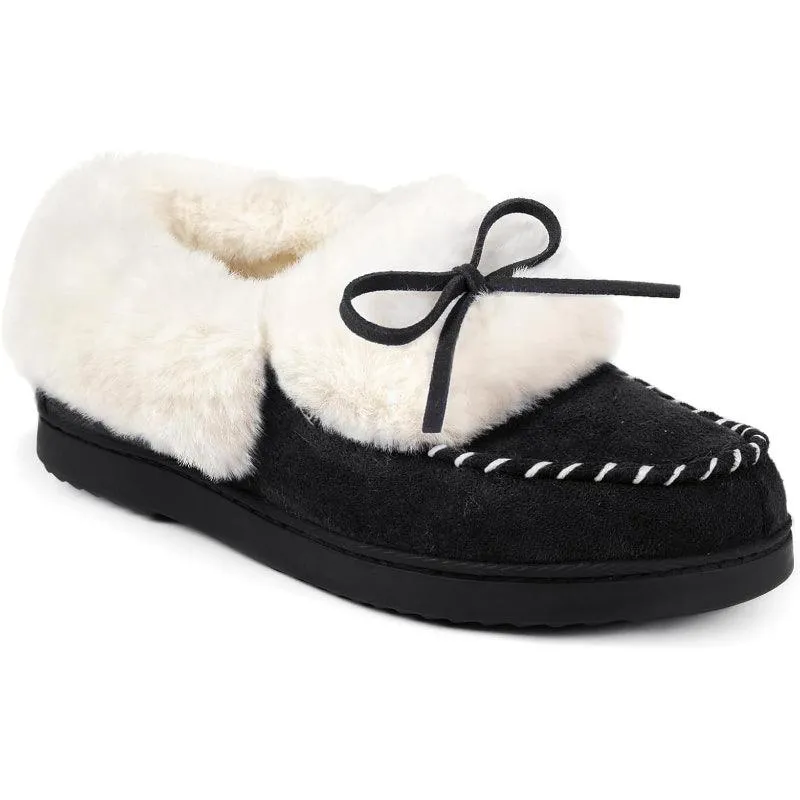 Heated Slippers - Trapper Moc Fuzzy Memory Foam For Warmth