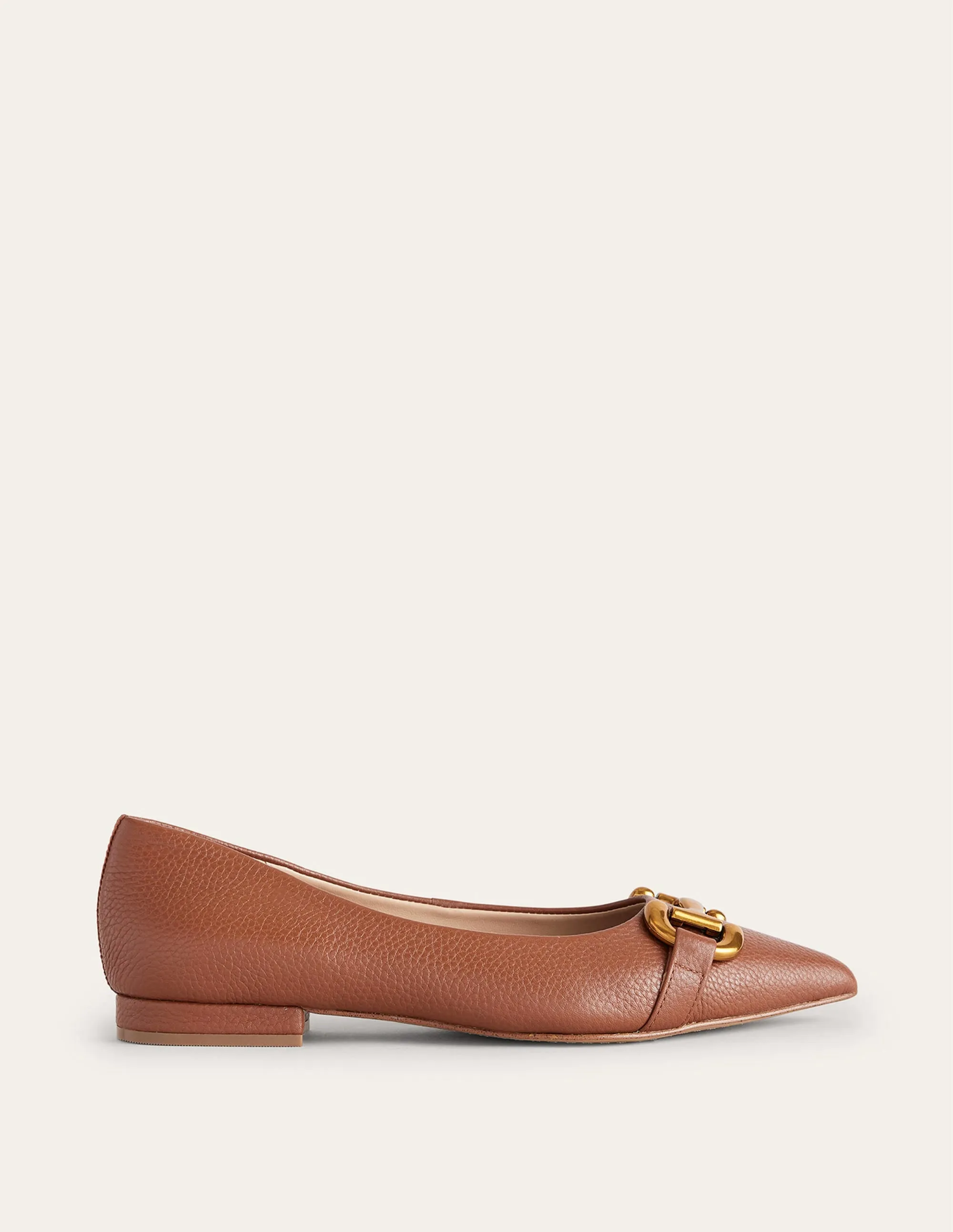 Iris Snaffle Ballet Flat-Tan Tumbled Leather