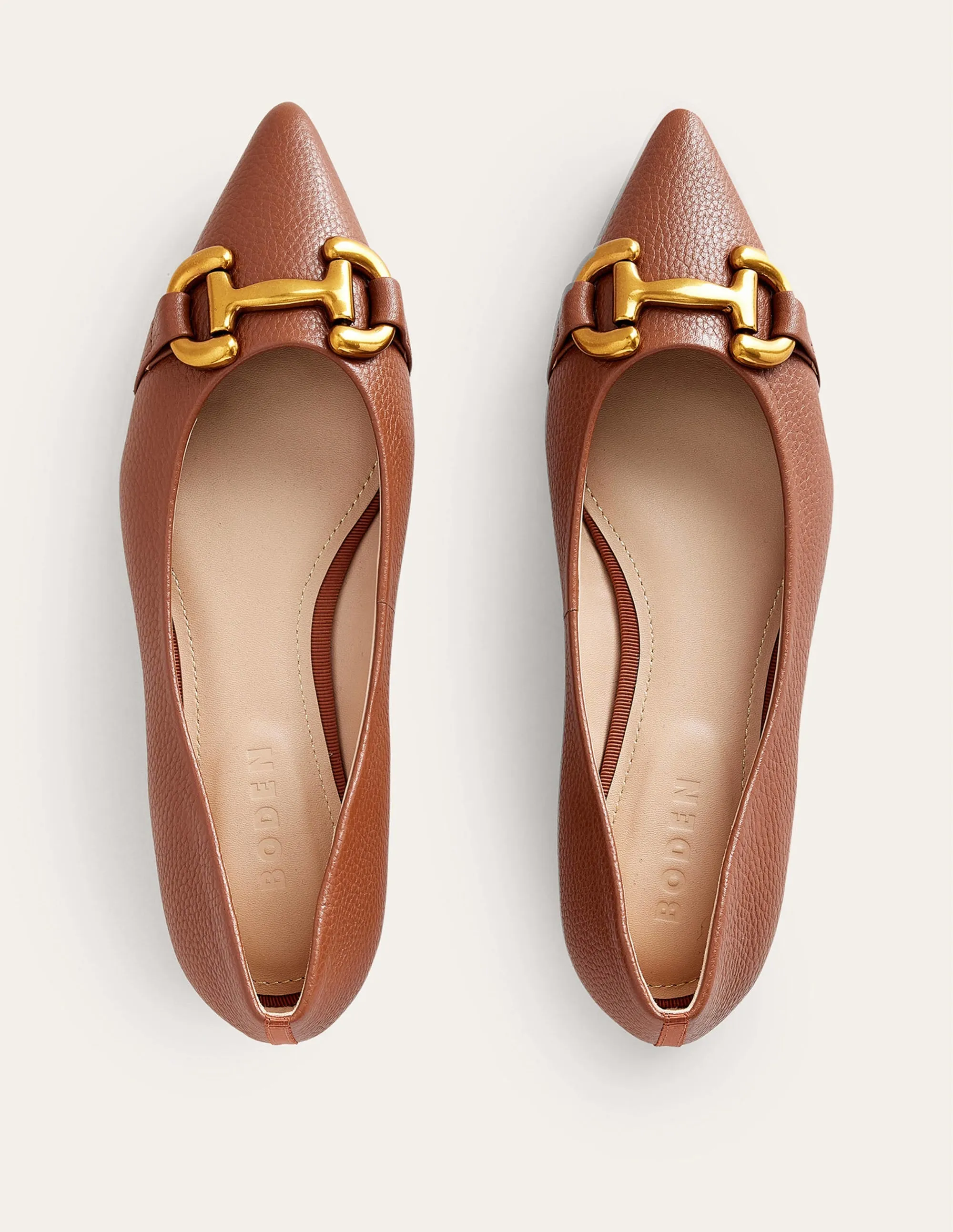 Iris Snaffle Ballet Flat-Tan Tumbled Leather