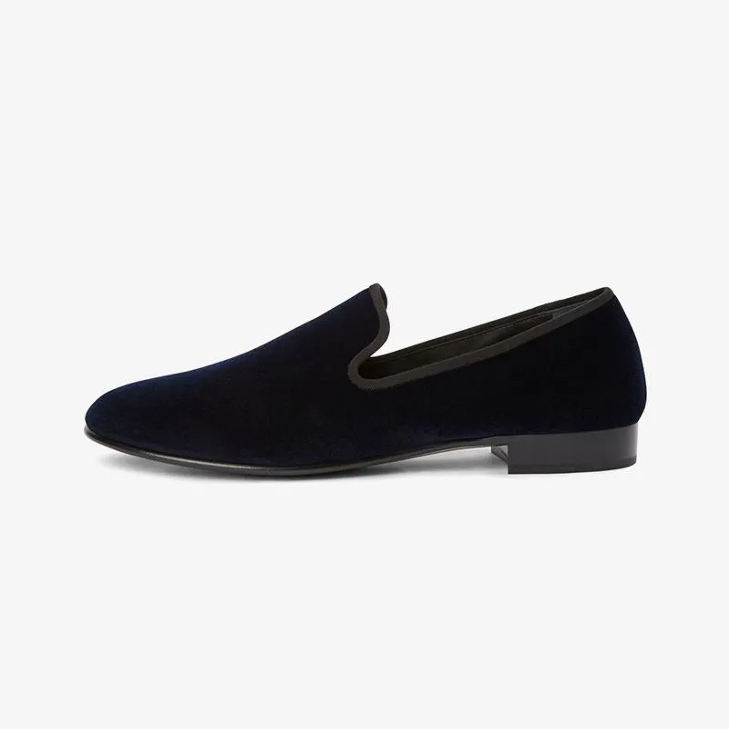 Midnight Blue Velvet Loafers