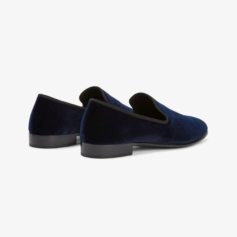 Midnight Blue Velvet Loafers