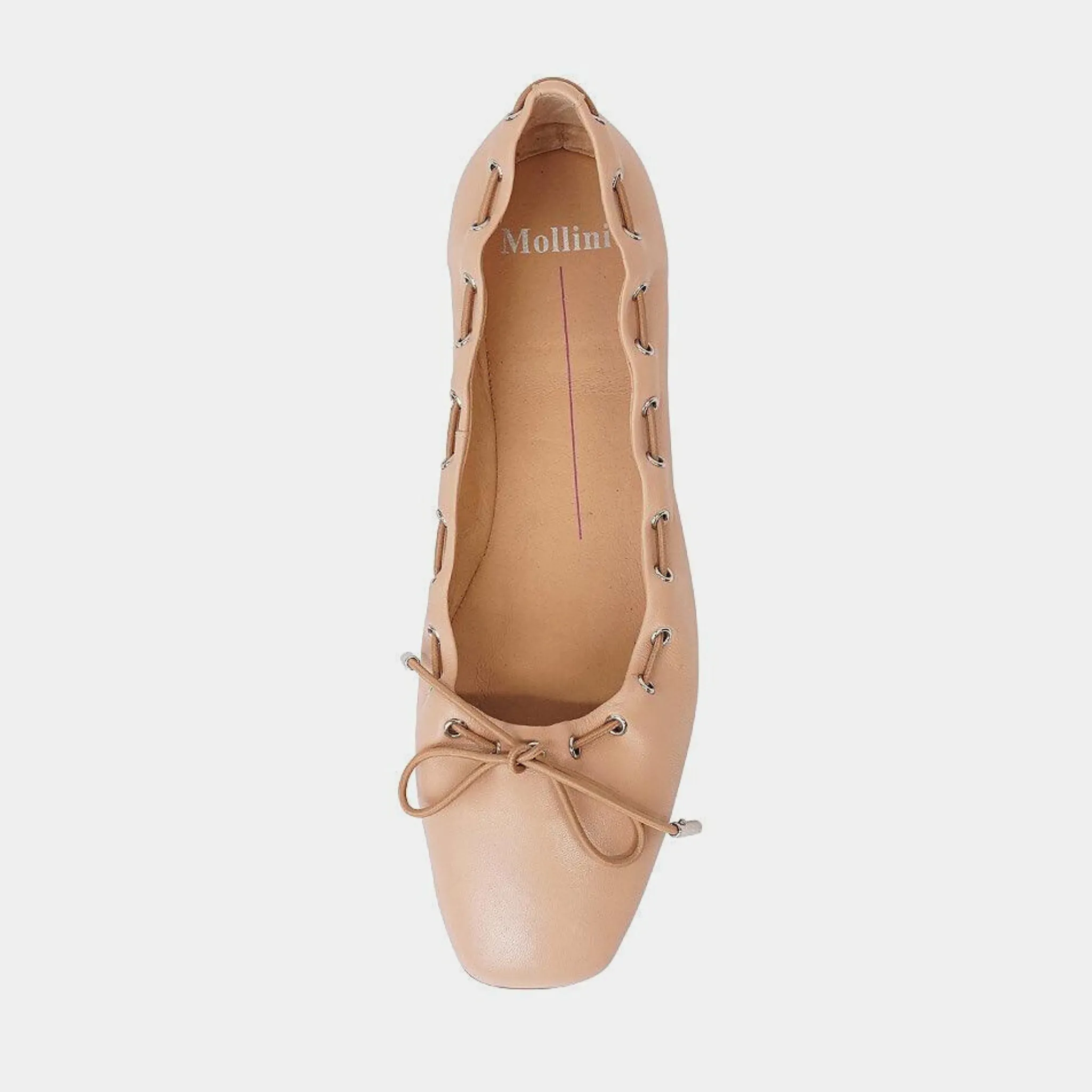 Niseya Nude Leather Ballet Flats