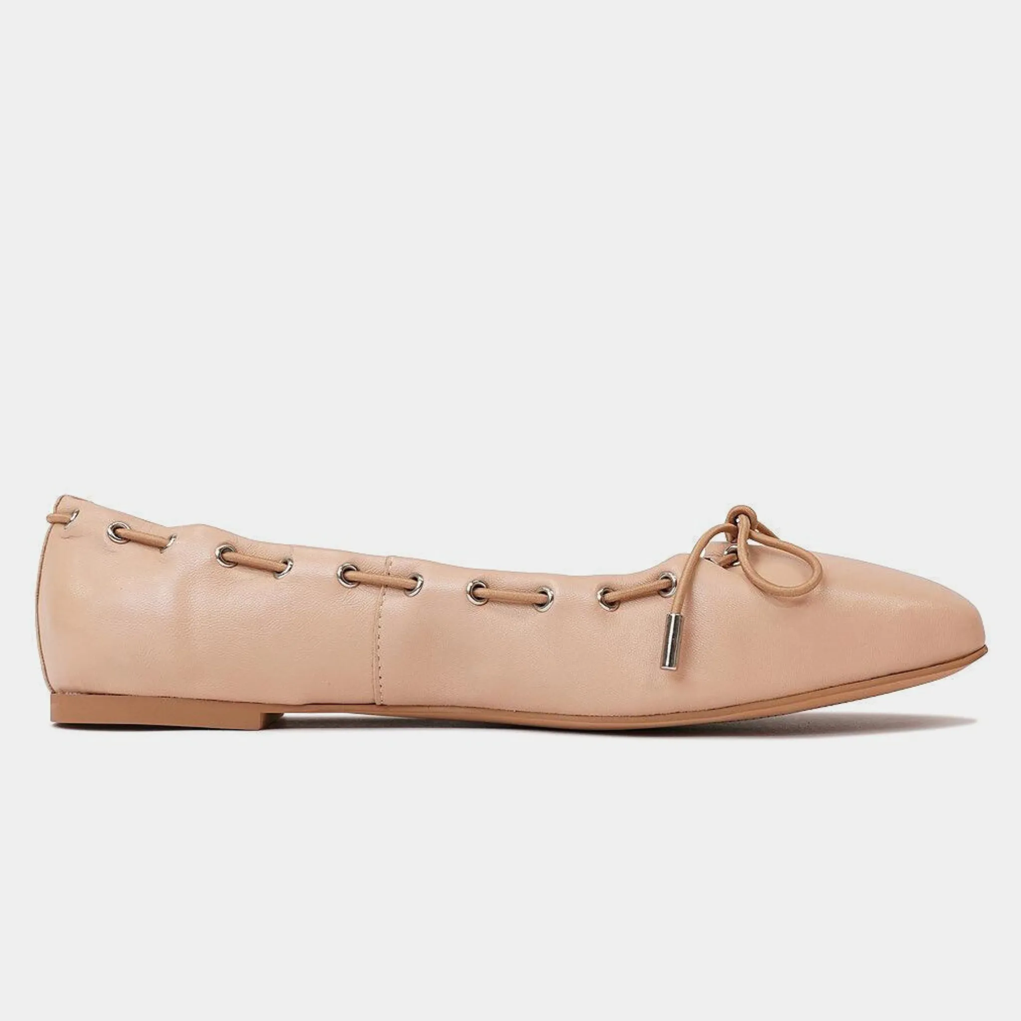 Niseya Nude Leather Ballet Flats