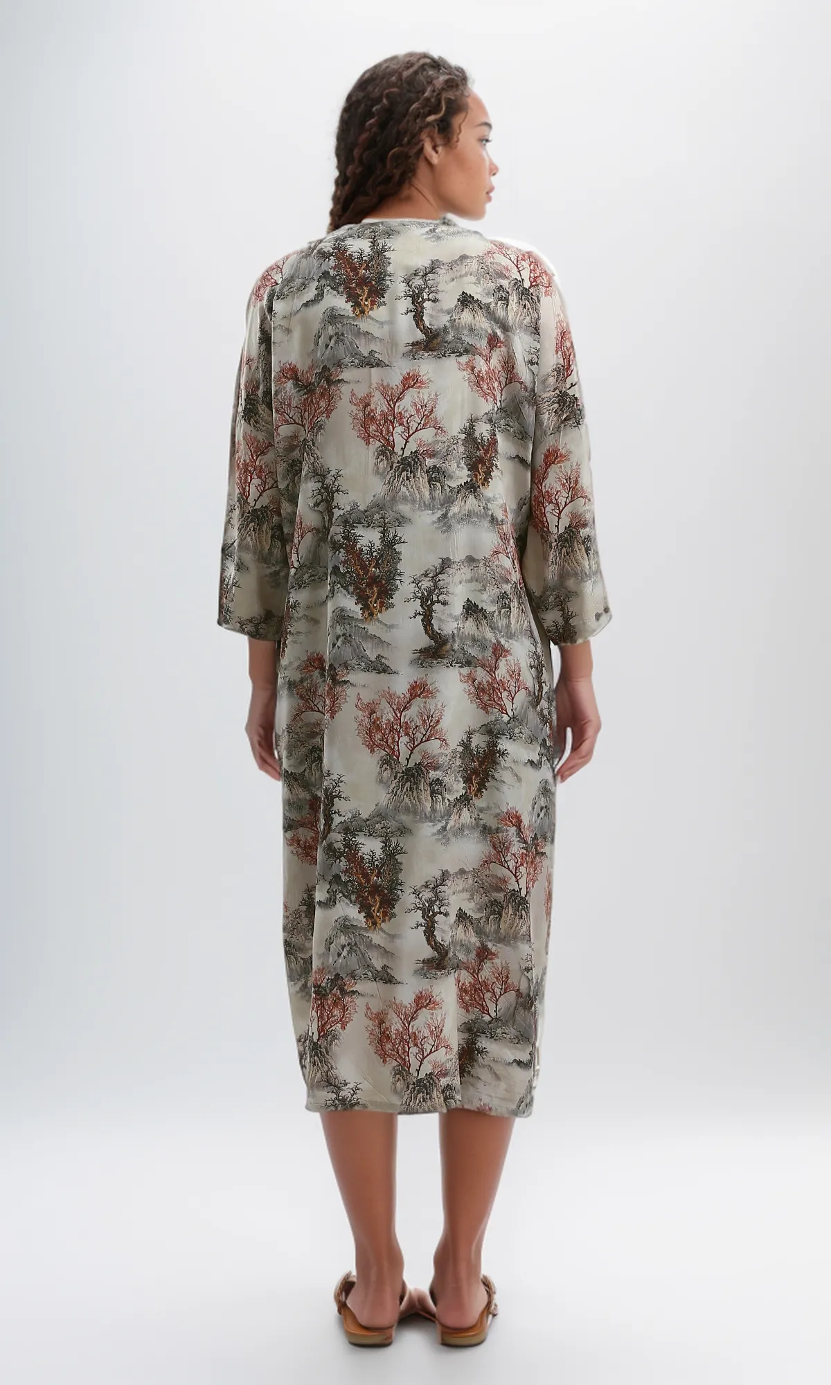 O191925 Open Neckline Patterned Casual Cardigan