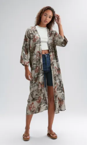 O191925 Open Neckline Patterned Casual Cardigan