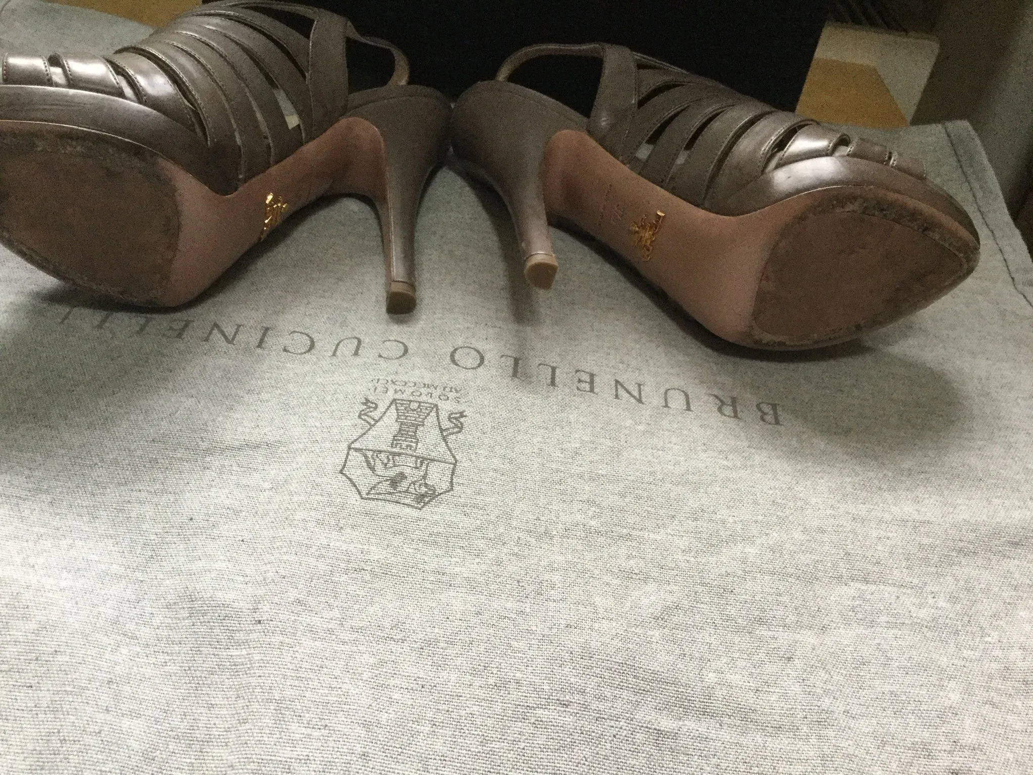 PRADA BEIGE LEATHER MULTISTRAP SANDALS SHOES SIZE 37 1/2 UK 4 1/2 US 7 1/2 LADIES