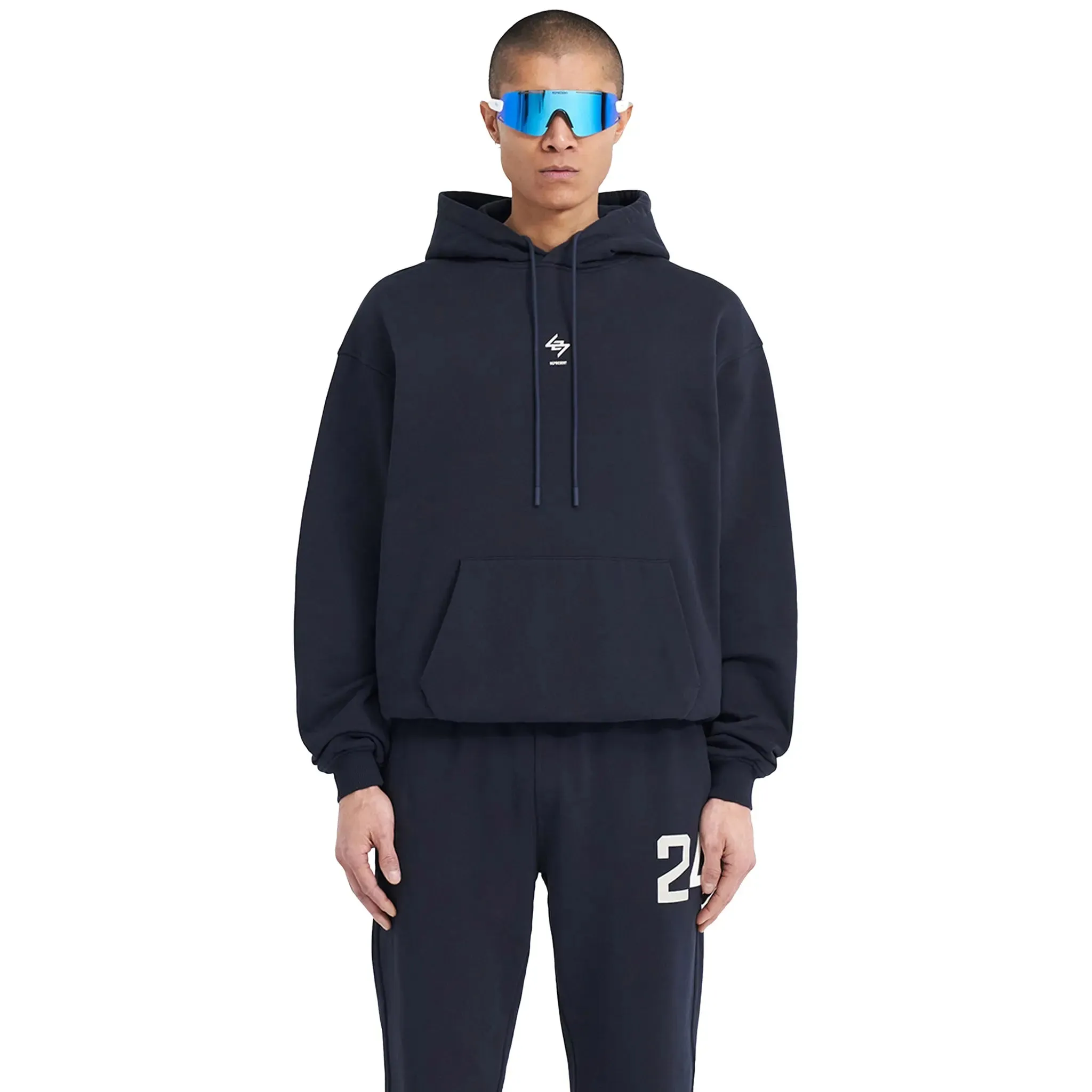Represent 247 Oversized Navy Blue Hoodie