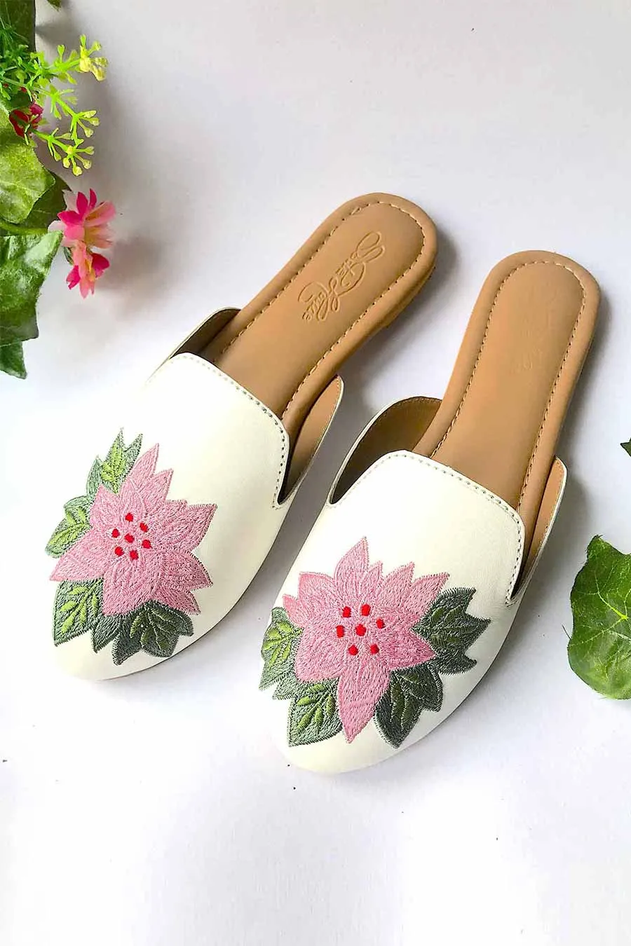 White Cherry Slip On Loafers