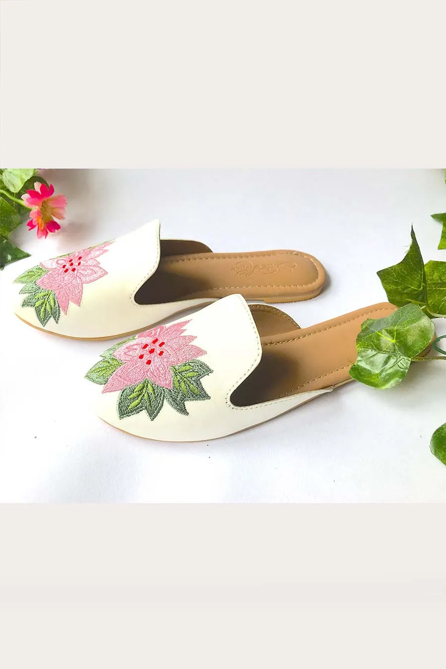 White Cherry Slip On Loafers