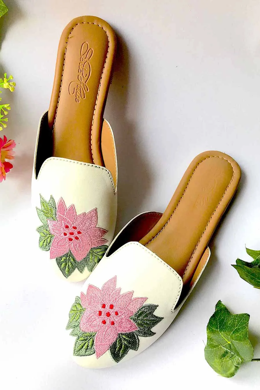 White Cherry Slip On Loafers