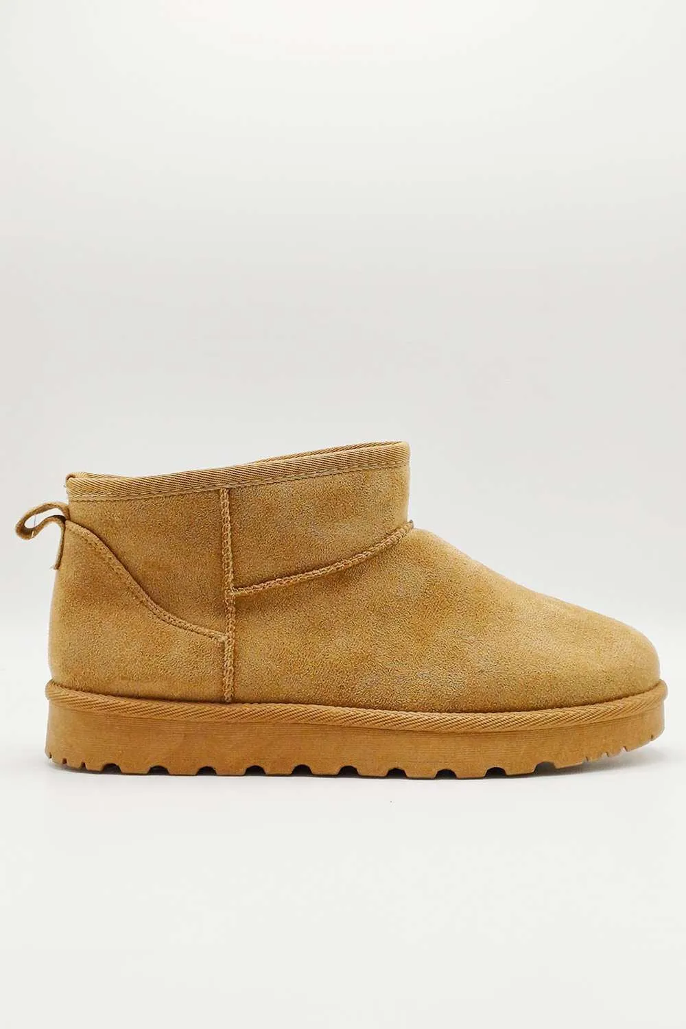 Zeda Small Flatform Faux Fur Ankle Boots in Taupe